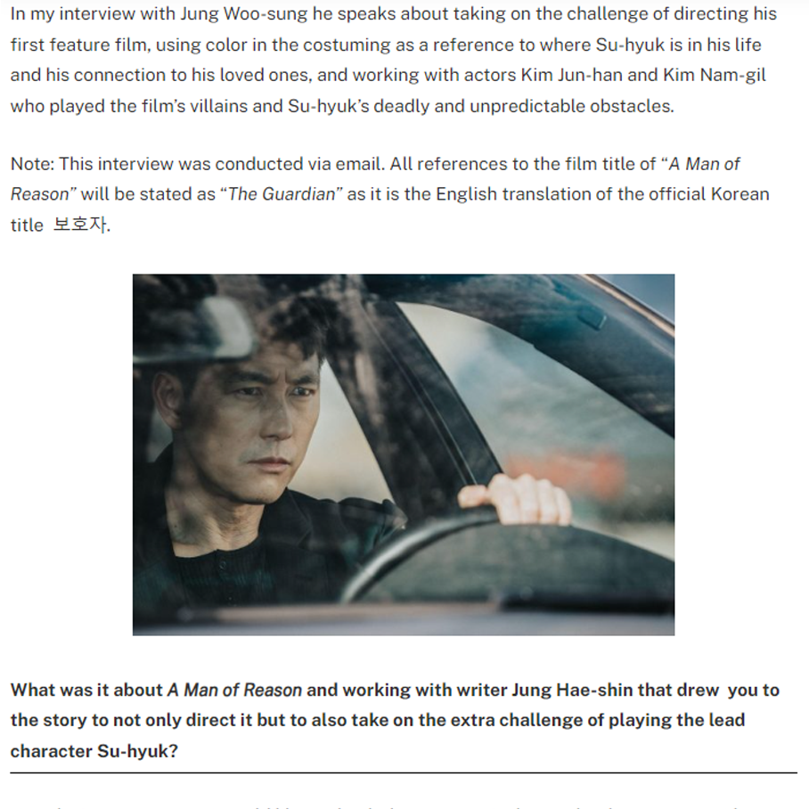 A MAN OF REASON – KCrush Interview with Director and Actor Jung Woo-sung by Carolyn Hinds