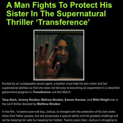 A Man Fights To Protect His Sister In The Supernatural Thriller ‘Transference’