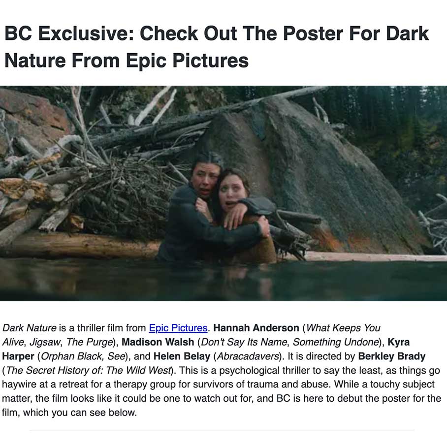 BC Exclusive: Check Out The Poster For Dark Nature From Epic Pictures