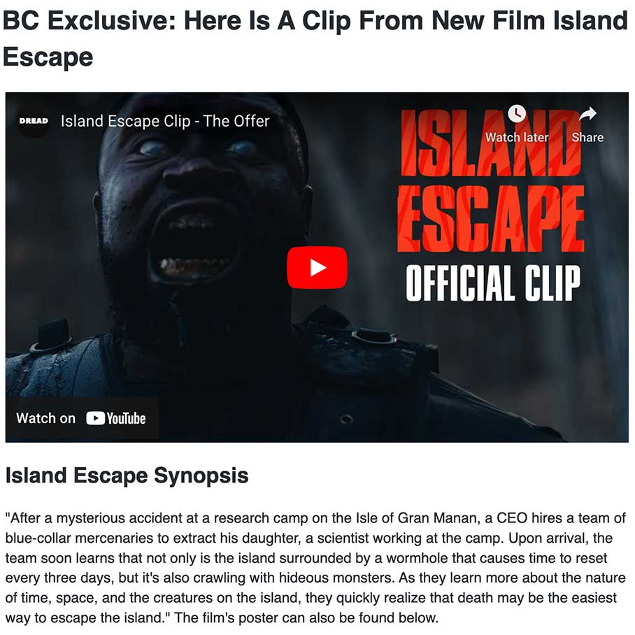 BC Exclusive: Here Is A Clip From New Film Island Escape