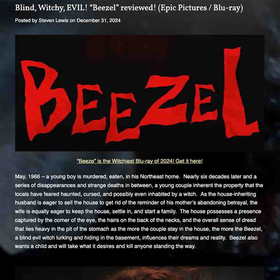 Blind, Witchy, EVIL! “Beezel” reviewed! (Epic Pictures Blu-ray)