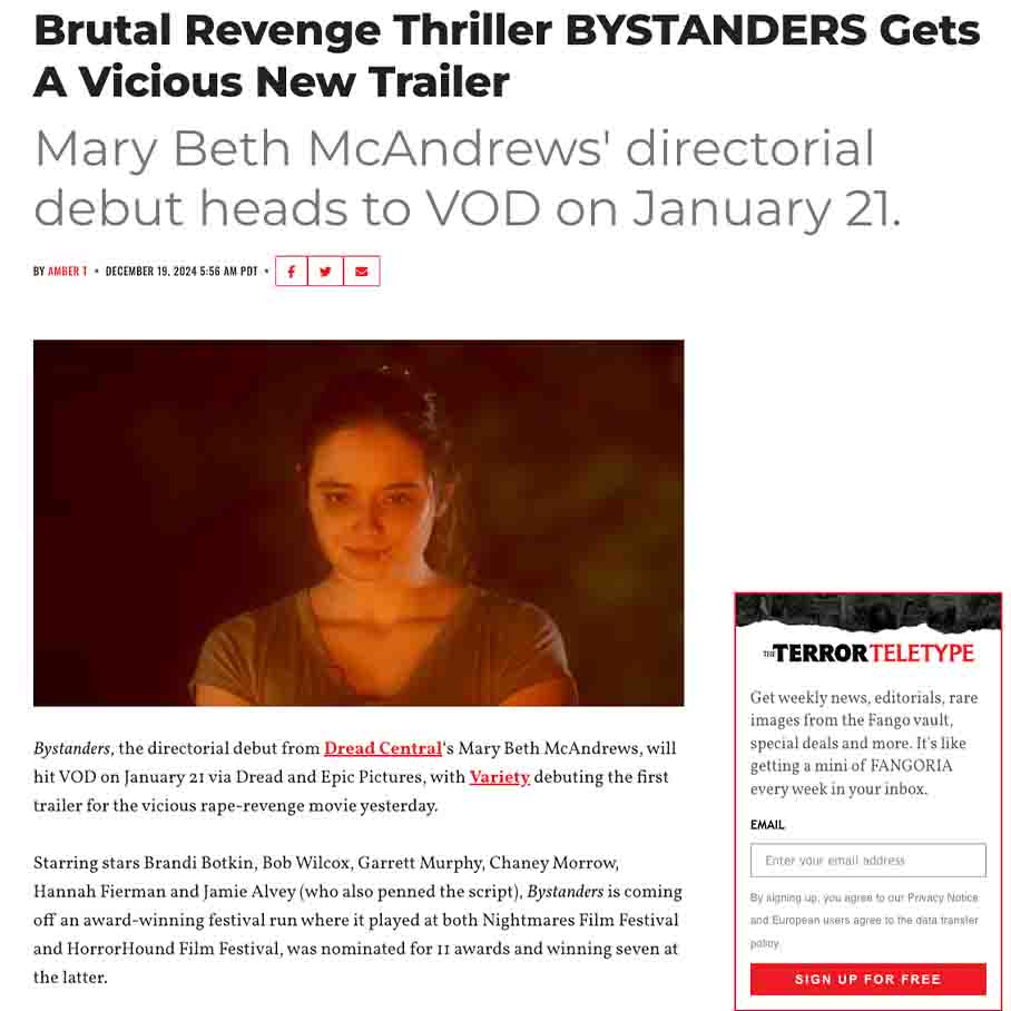Brutal Revenge Thriller BYSTANDERS Gets A Vicious New Trailer