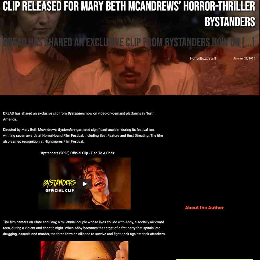 Clip Released for Mary Beth McAndrews’ Horror-Thriller Bystanders