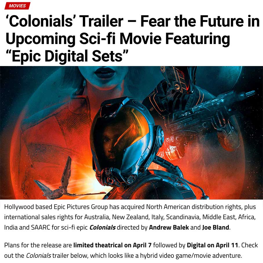 ‘Colonials’ Trailer – Fear the Future in Upcoming Sci-fi Movie Featuring “Epic Digital Sets”