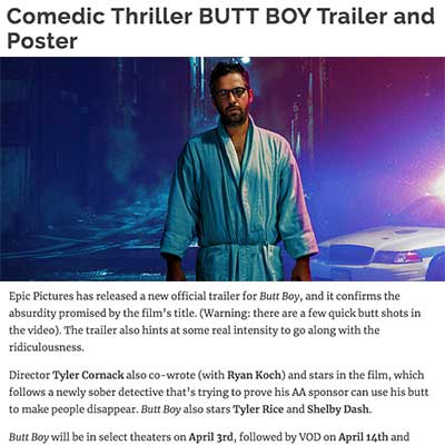 Comedic Thriller BUTT BOY Trailer and Poster