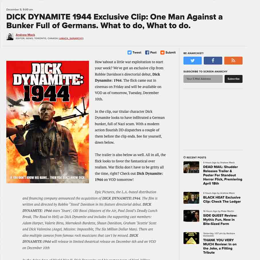 DICK DYNAMITE 1944 Exclusive Clip One Man Against a Bunker Full of Germans. What to do, What to do.