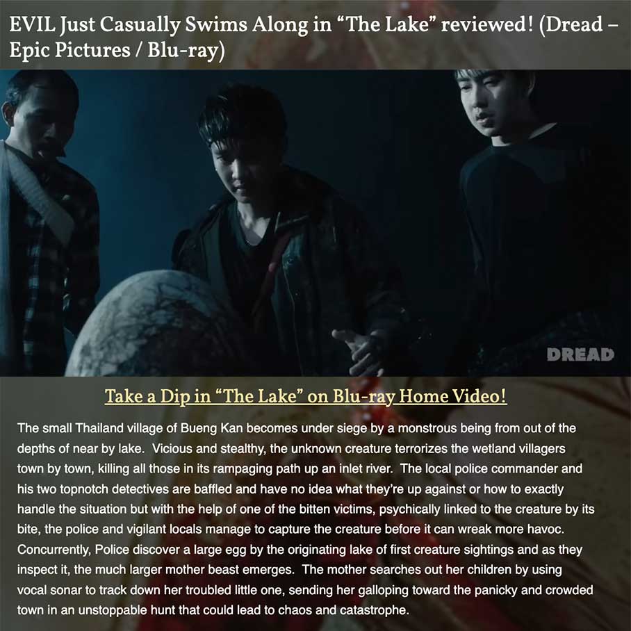 EVIL Just Casually Swims Along in “The Lake” reviewed! (Dread – Epic Pictures / Blu-ray)