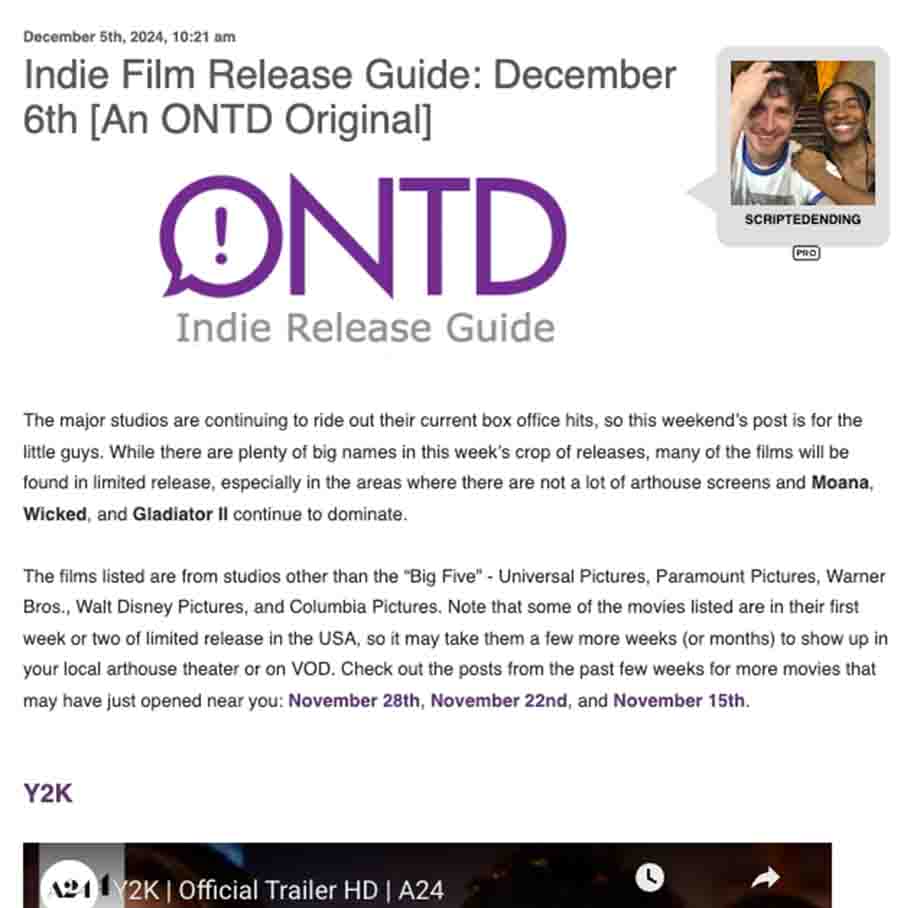 Indie Film Release Guide - December 6th - An ONTD Original