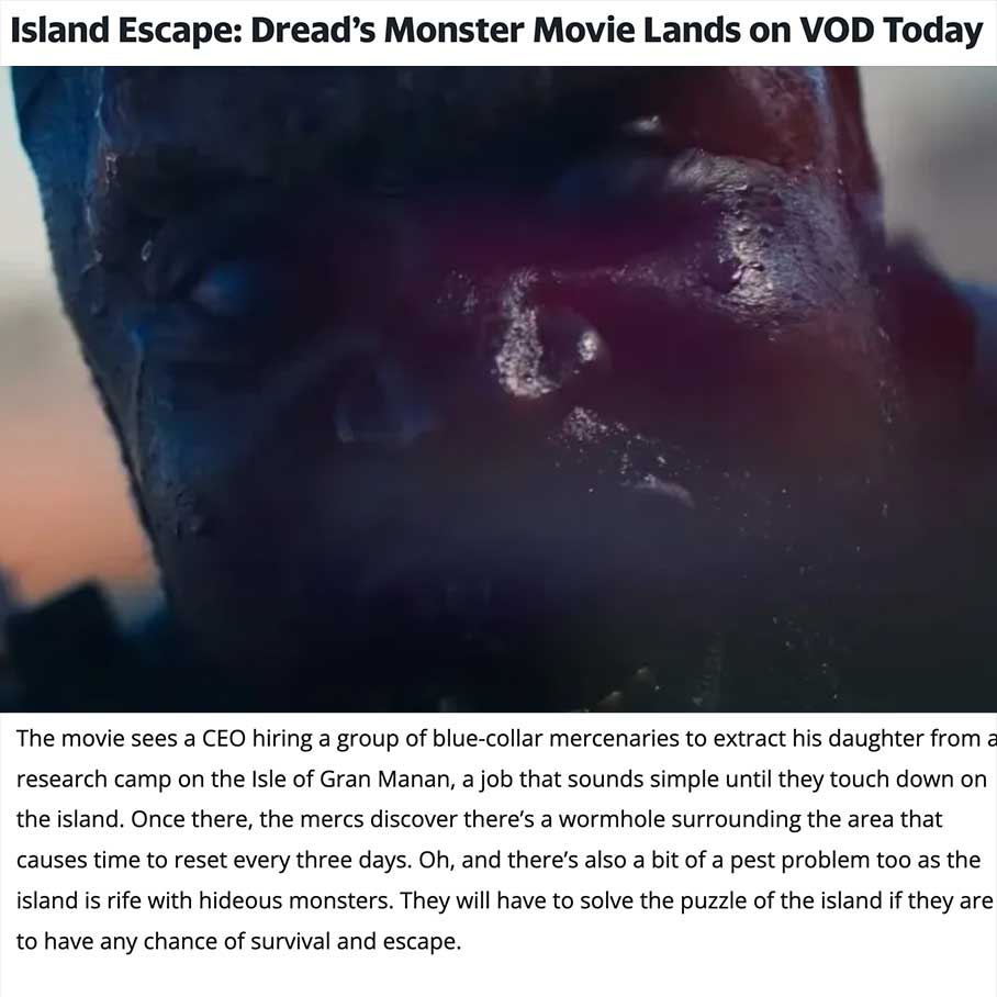 Island Escape: Dread’s Monster Movie Lands on VOD Today