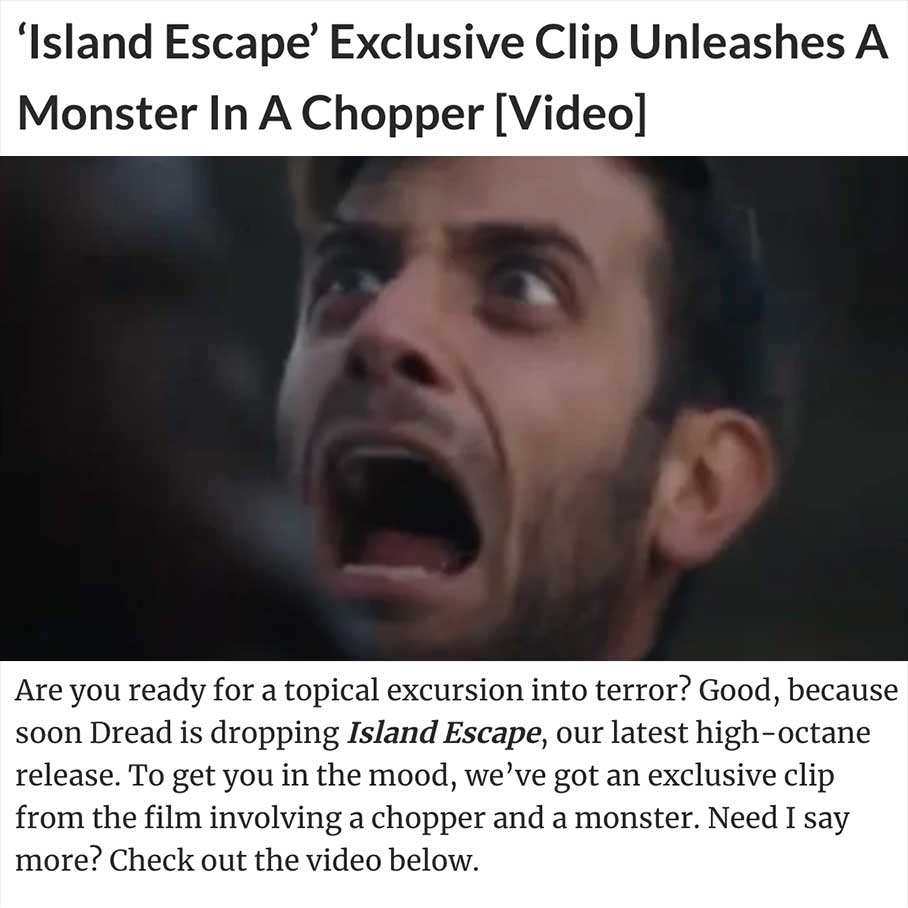 ‘Island Escape’ Exclusive Clip Unleashes A Monster In A Chopper [Video]
