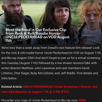 Meet the Band in Our Exclusive Clip from Rock & Roll/Roadie Horror UNCLE PECKERHEAD on VOD August 11th