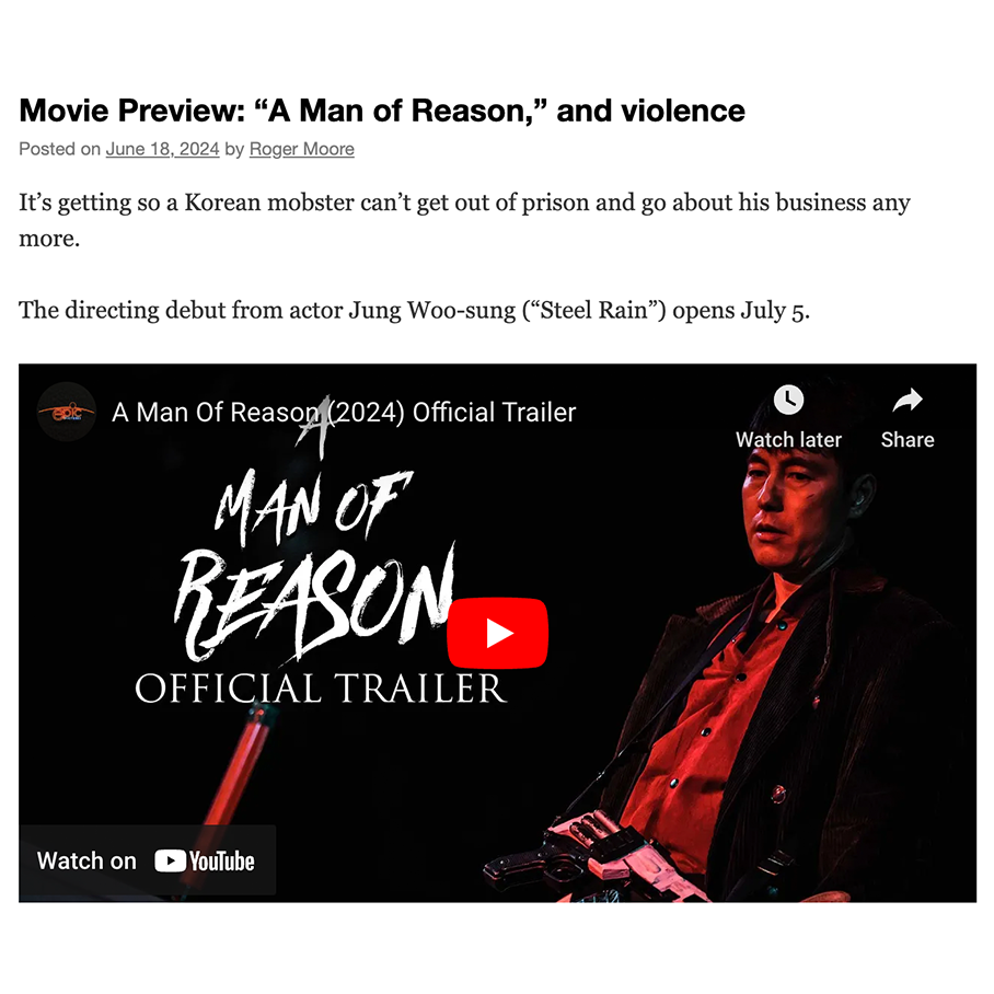 Movie Preview: “A Man of Reason,” and violence