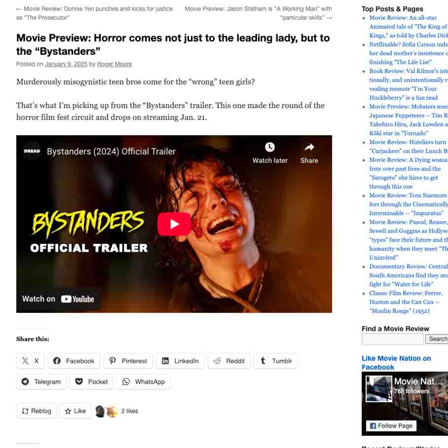 Movie Preview: Horror comes not just to the leading lady, but to the “Bystanders”