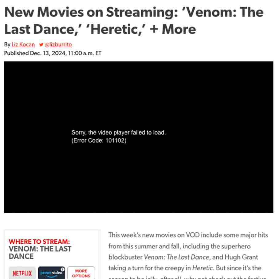 New Movies on Streaming: ‘Venom: The Last Dance,’ ‘Heretic,’ + More