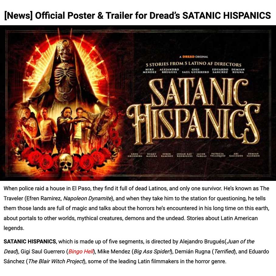 [News] Official Poster & Trailer for Dread’s SATANIC HISPANICS