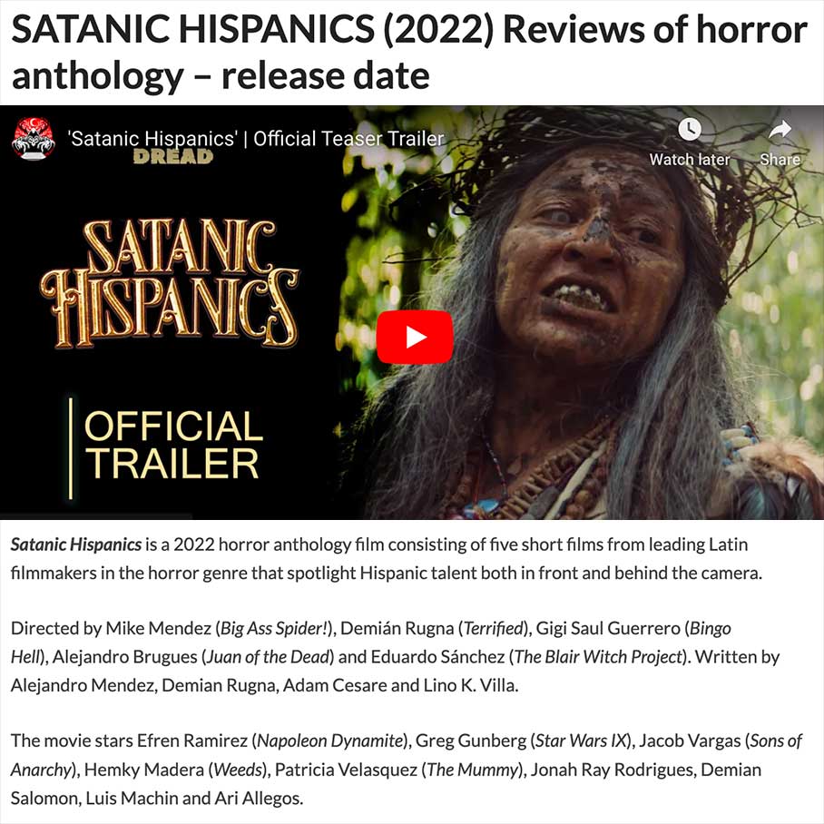 SATANIC HISPANICS (2022) Reviews of horror anthology – release date