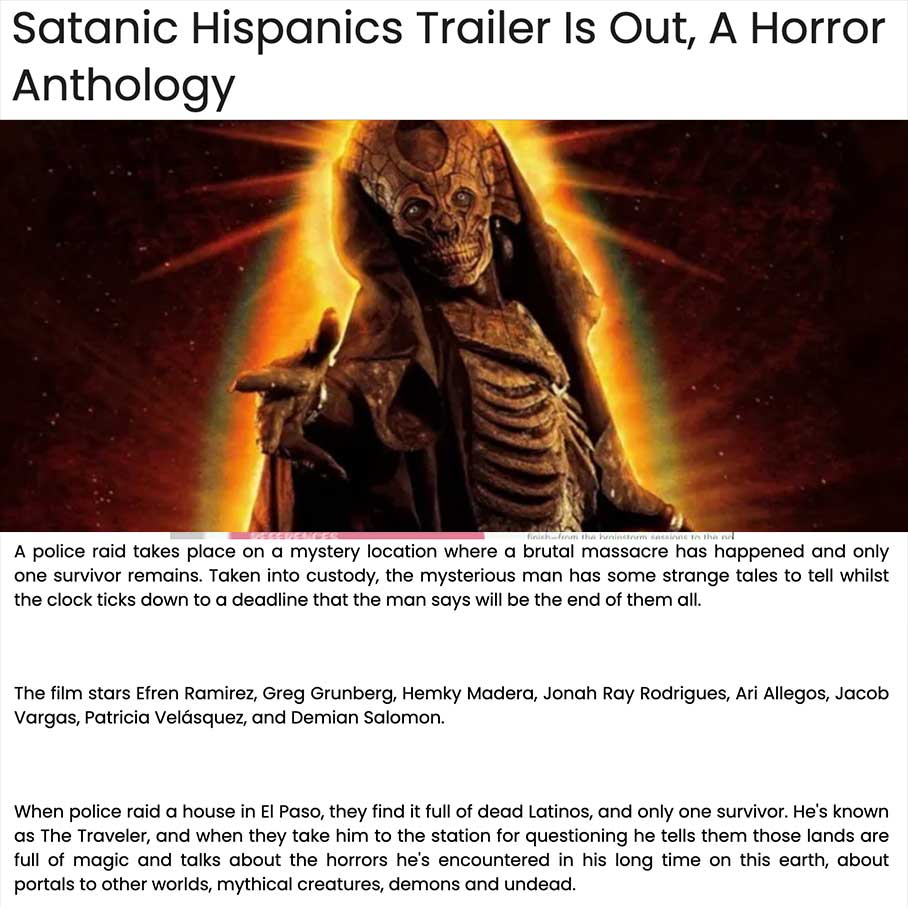 Satanic Hispanics Trailer Is Out, A Horror Anthology