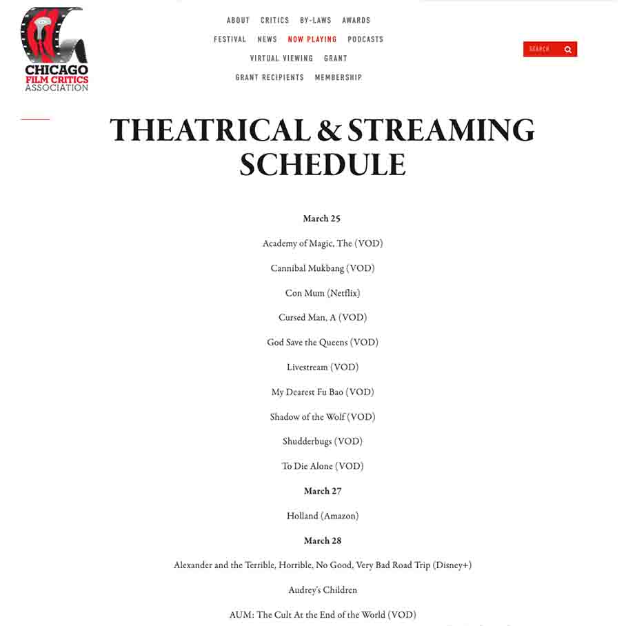 THEATRICAL & STREAMING SCHEDULE