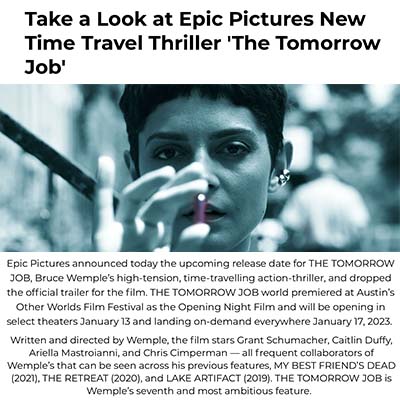 Take a Look at Epic Pictures New Time Travel Thriller 'The Tomorrow Job'