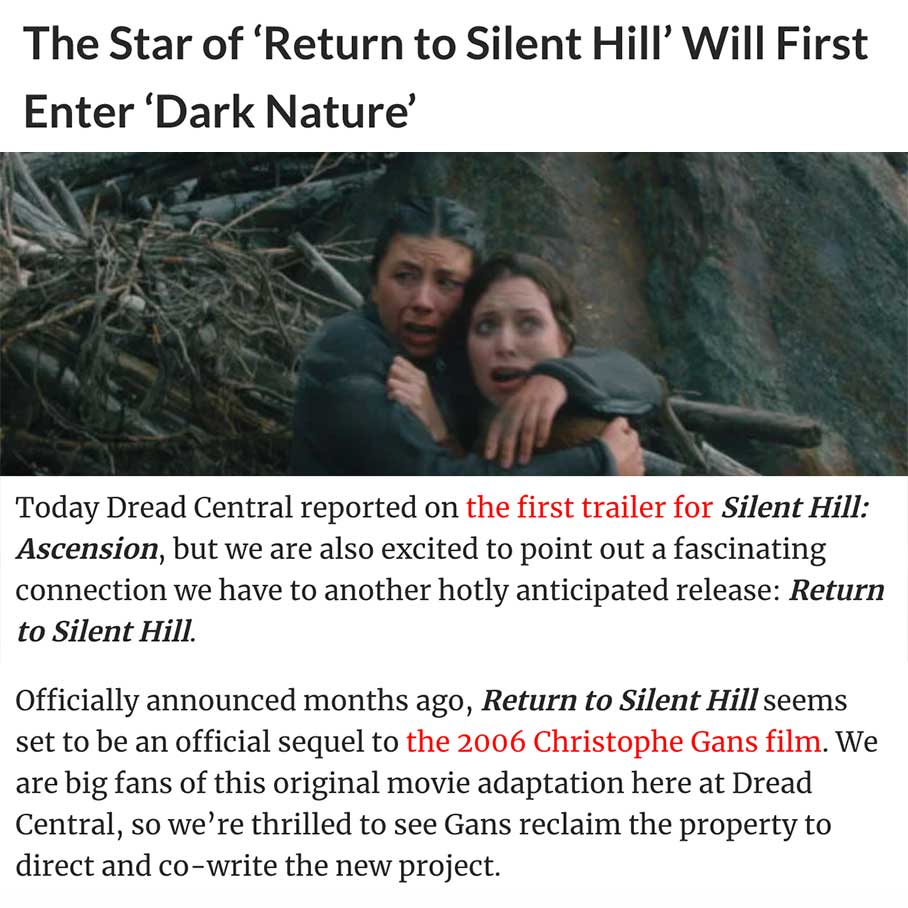 The Star of ‘Return to Silent Hill’ Will First Enter ‘Dark Nature’