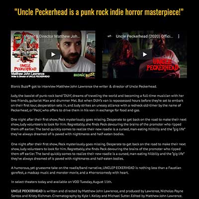 “Uncle Peckerhead is a punk rock indie horror masterpiece!”