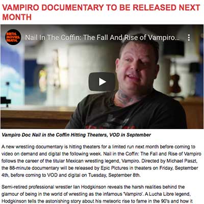 VAMPIRO DOCUMENTARY TO BE RELEASED NEXT MONTH