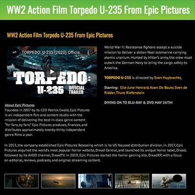 WW2 Action Film Torpedo U-235 From Epic Pictures