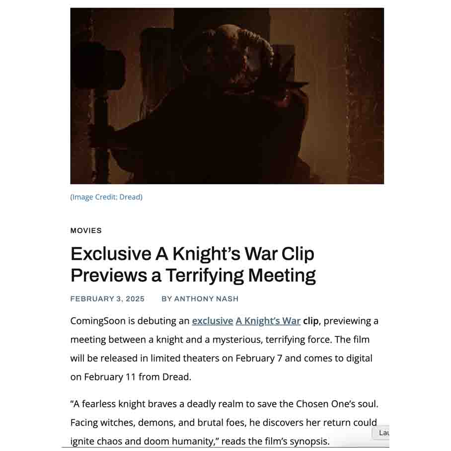 Exclusive A Knight’s War Clip Previews a Terrifying Meeting