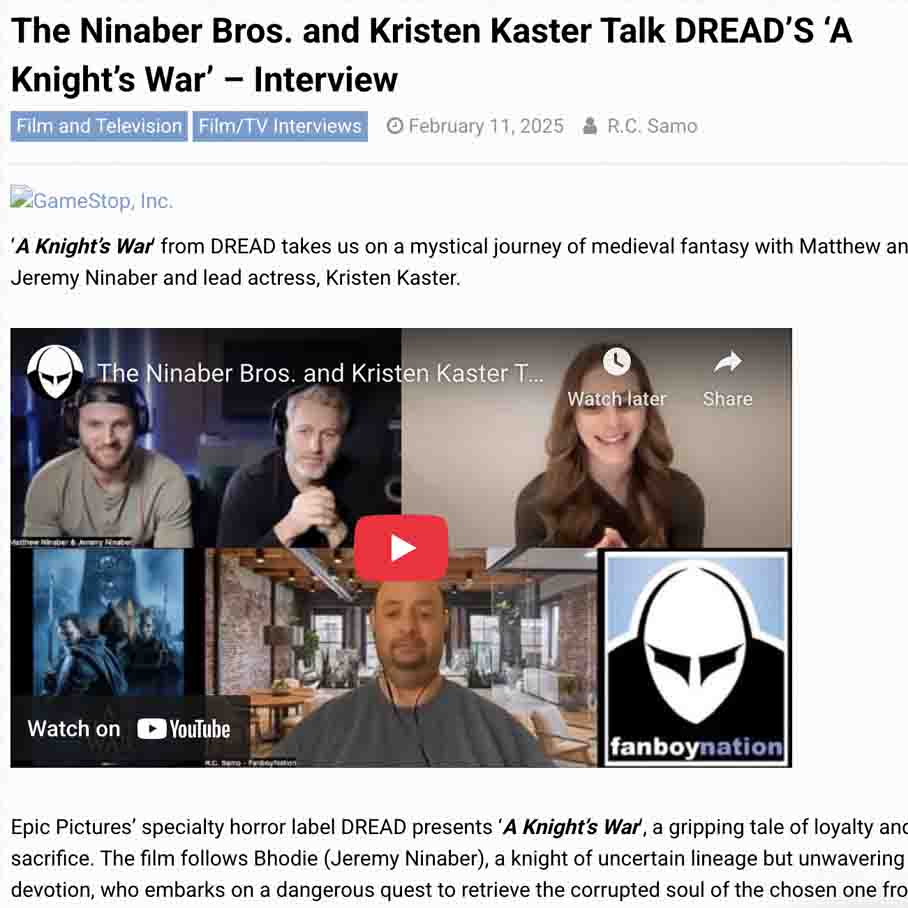 The Ninaber Bros. and Kristen Kaster Talk DREAD’S ‘A Knight’s War’ – Interview